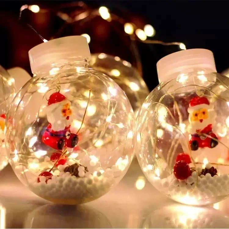 10PCS LED Christmas Curtain Lamp Fairy Snowman Wishing Ball Lamp String Christmas Window  Light Room Decoration