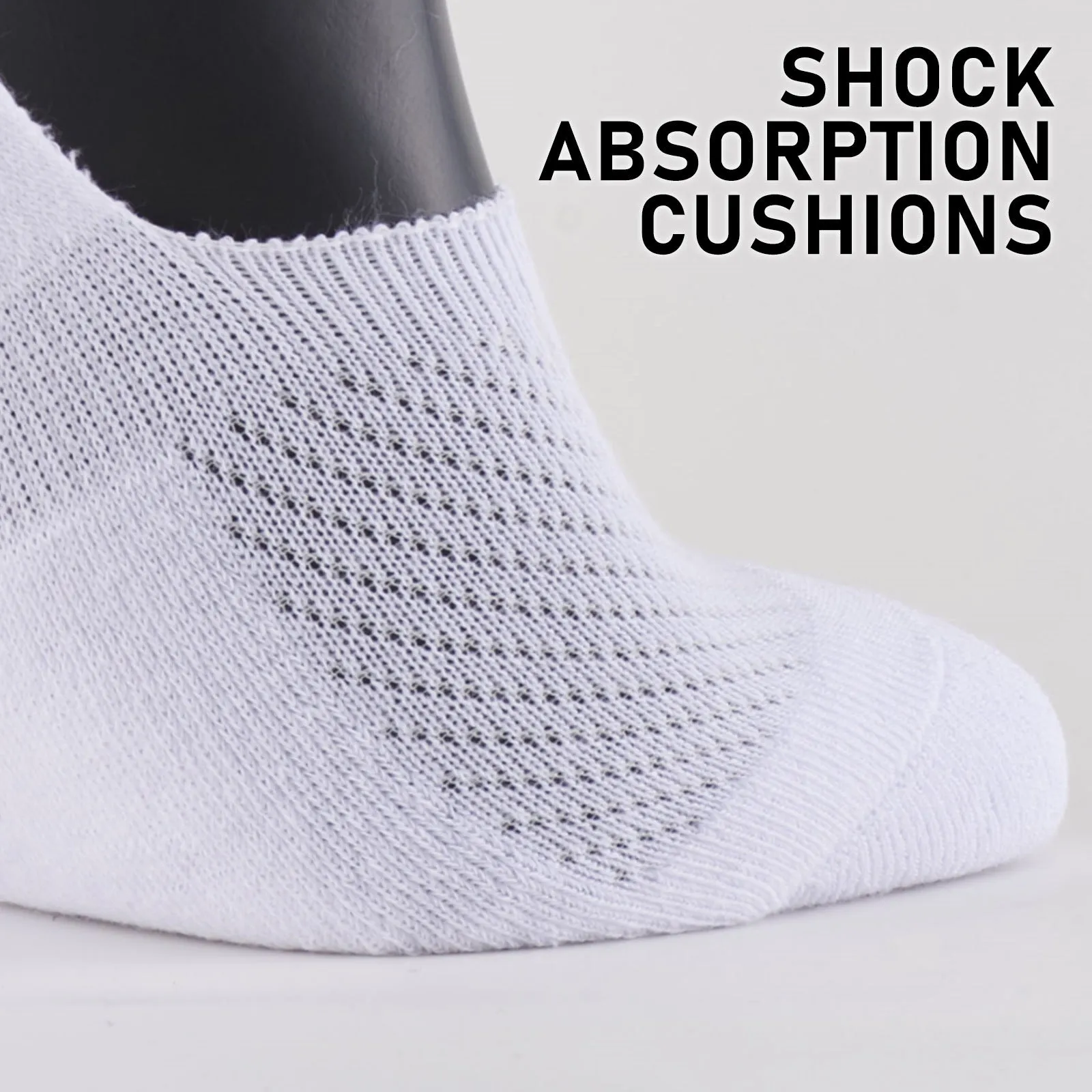 12X Rexy Cushion No Show Ankle Socks Small Non-Slip Breathable WHITE