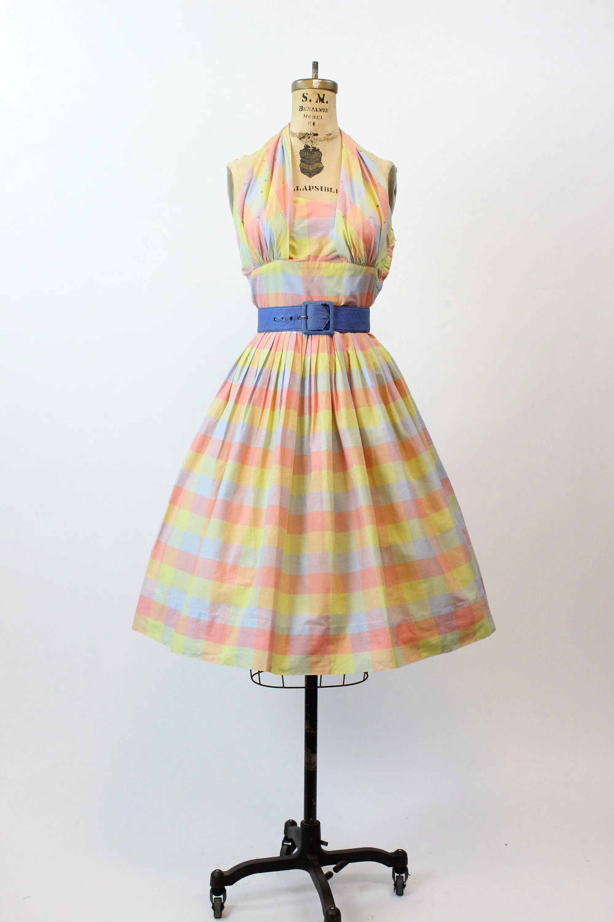 1950s CHARELLA plaid cotton HALTER dress small  | new spring summer