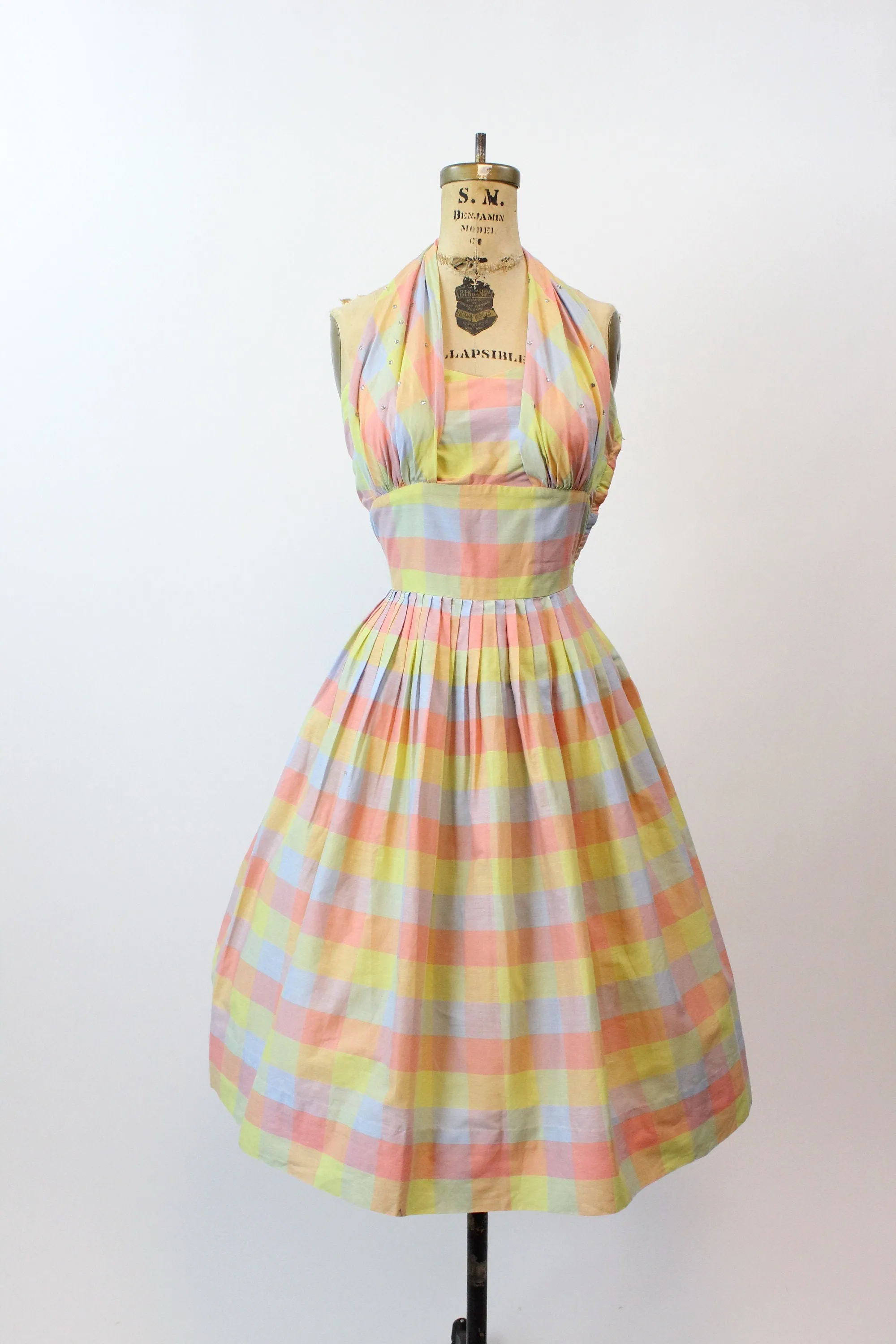 1950s CHARELLA plaid cotton HALTER dress small  | new spring summer