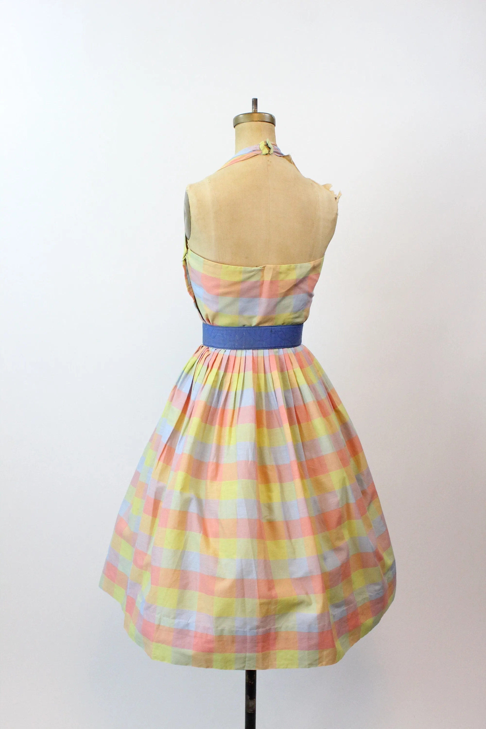 1950s CHARELLA plaid cotton HALTER dress small  | new spring summer