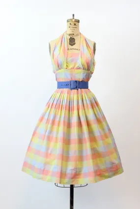 1950s CHARELLA plaid cotton HALTER dress small  | new spring summer