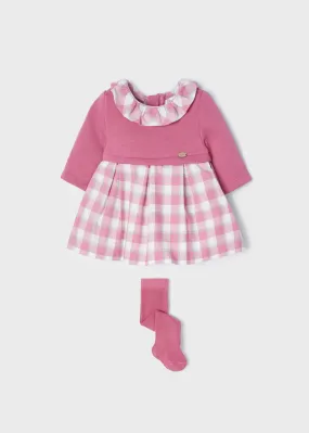 2804 Camellia Dress with tights newborn girl