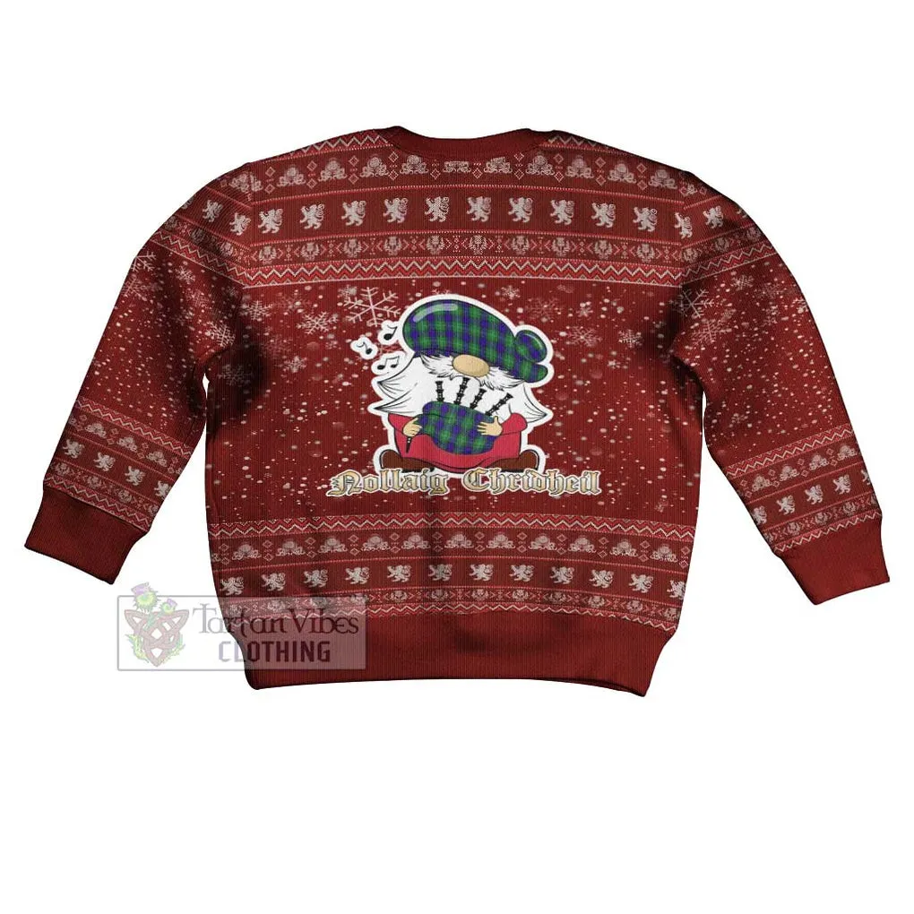 Alexander Clan Christmas Kid Ugly Sweater with Gnome Playing Bagpipes