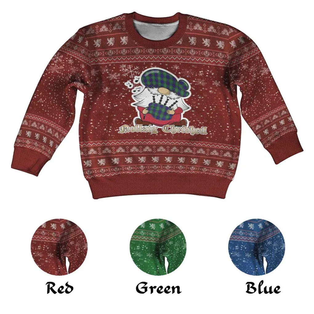 Alexander Clan Christmas Kid Ugly Sweater with Gnome Playing Bagpipes