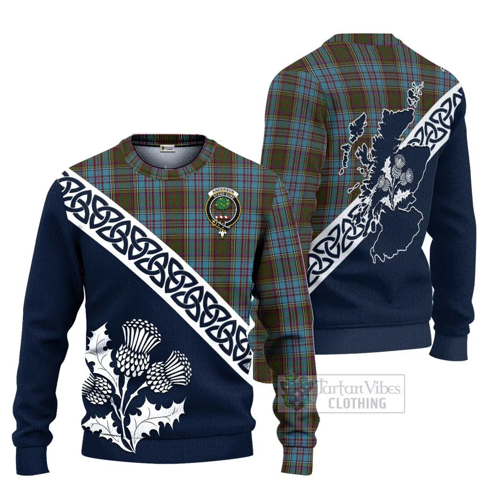 Anderson Tartan Ugly Sweater Featuring Thistle and Scotland Map