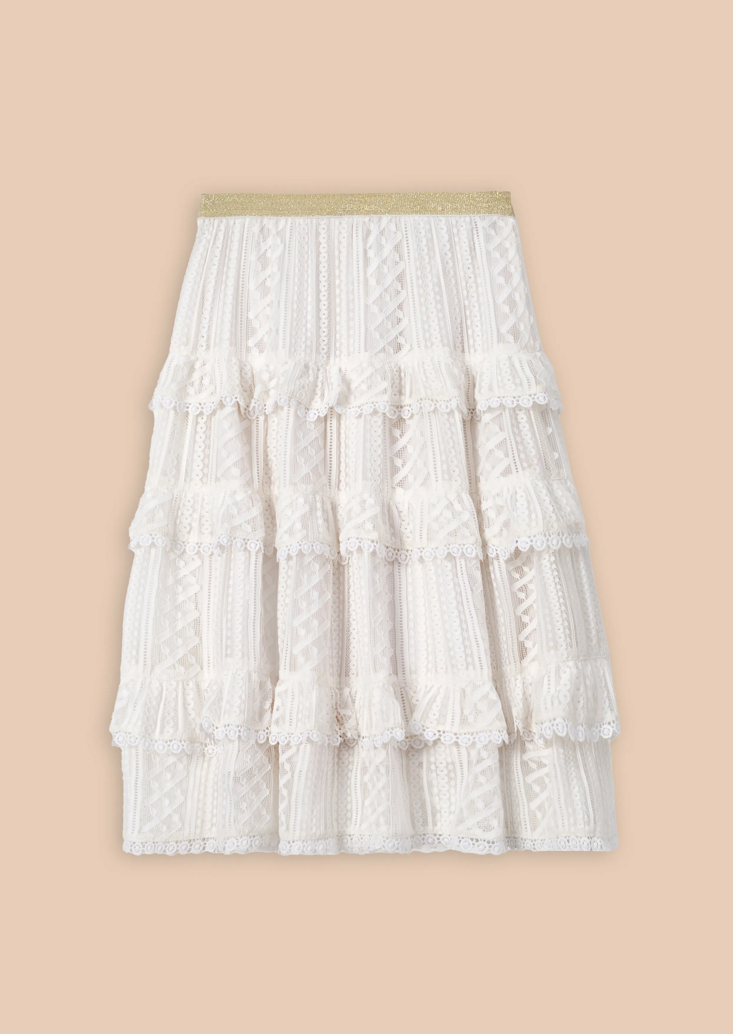 Annabelle Ivory Lace Ruffle Skirt