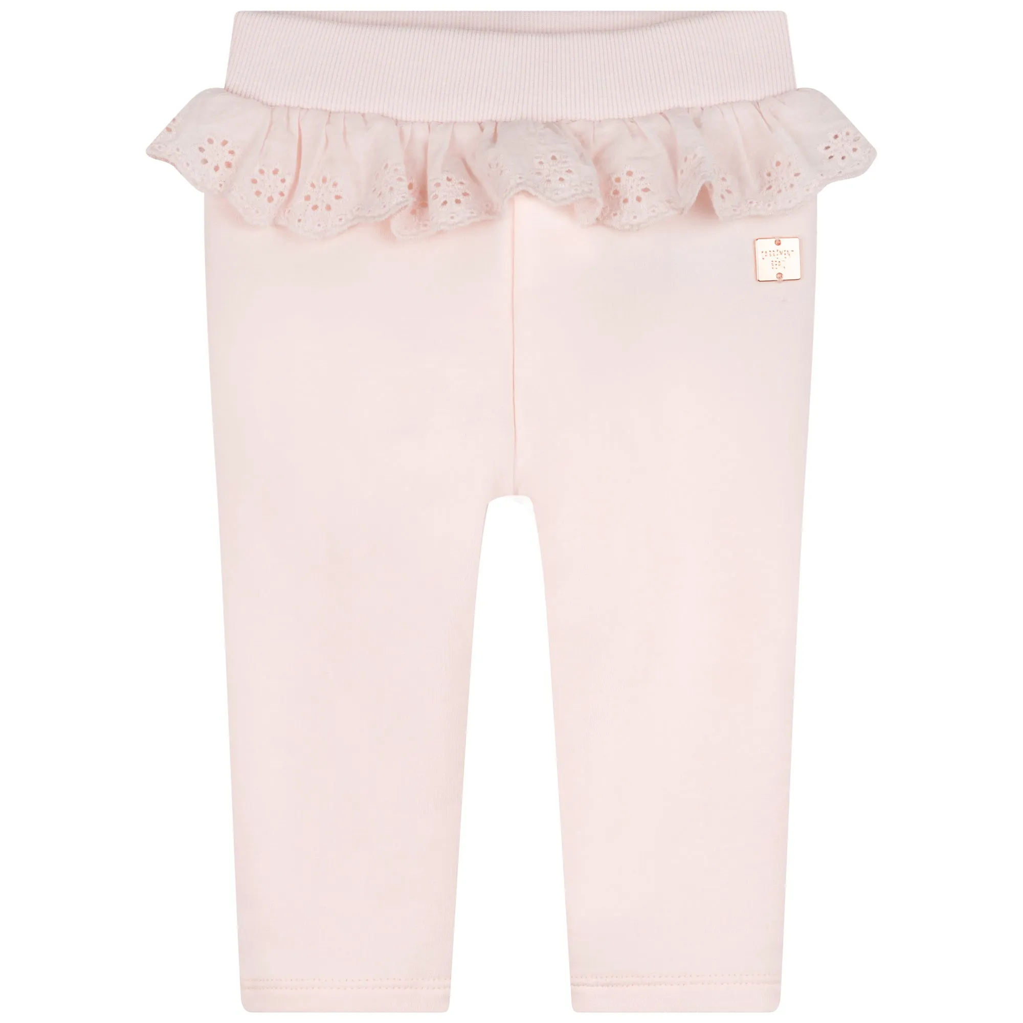 Apricot Sweatpants with Eyelet Ruffled Waist