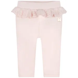 Apricot Sweatpants with Eyelet Ruffled Waist