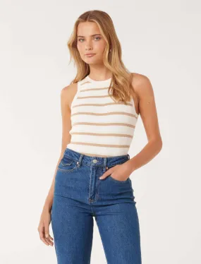 Ariel Placement Stripe Knitted Tank Top