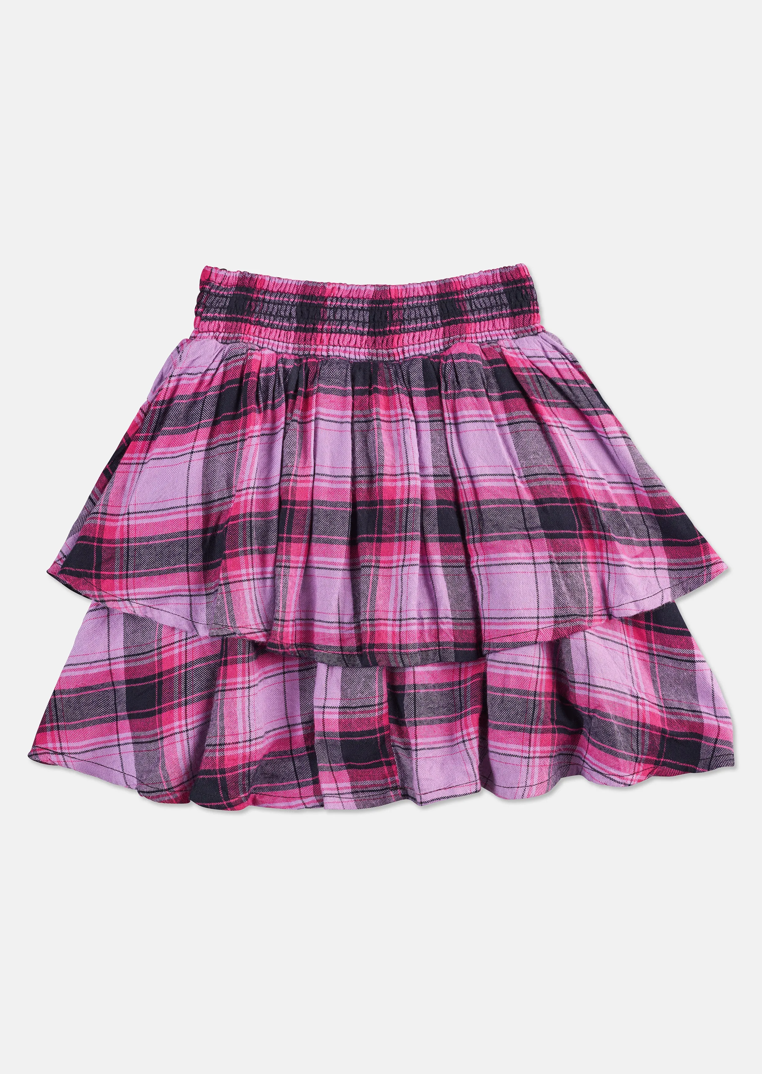 Autumn Check Tiered Skirt