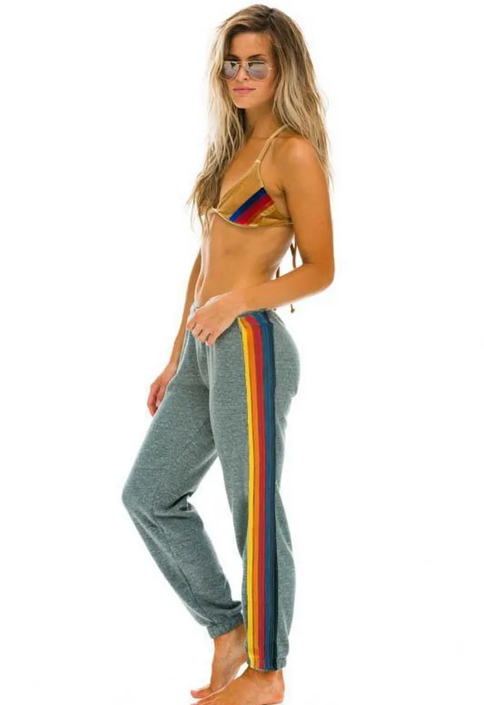 Aviator Nation 5 Stripe Sweatpants in Heather Grey