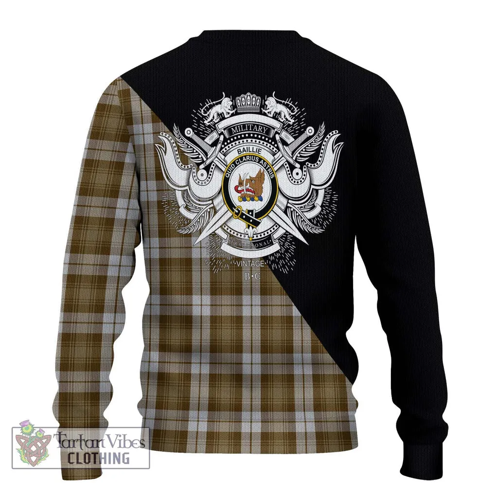 Baillie Dress Tartan Ugly Sweater with Family Crest and Military Logo Style