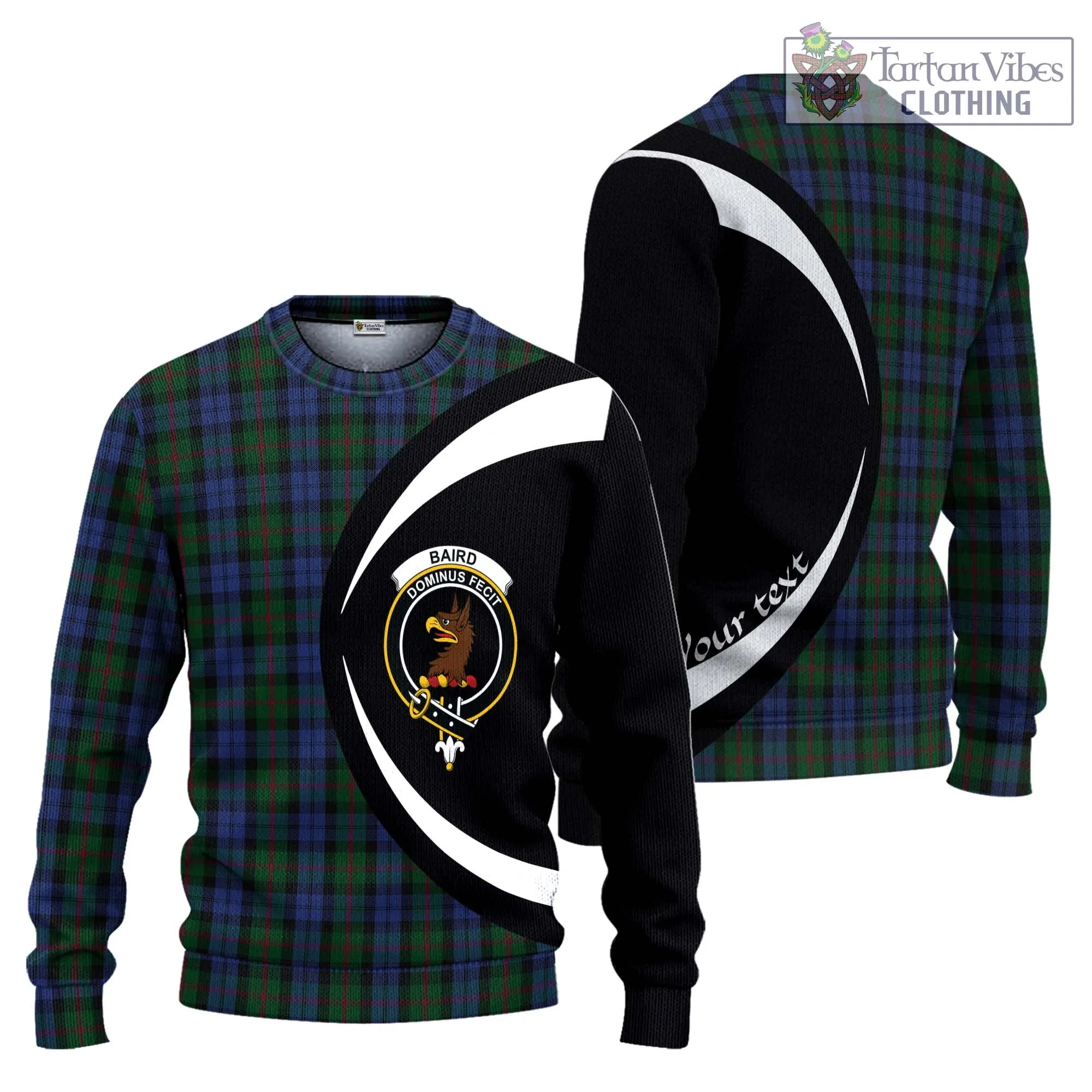 Baird Tartan Ugly Sweater with Family Crest Circle Style