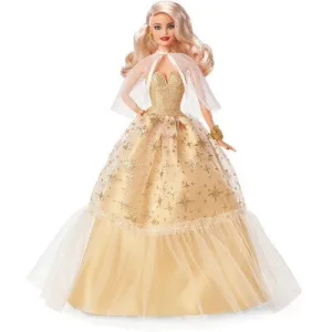 Barbie 13" Signature 2023 Holiday Collector Doll with Golden Gown and Blonde Hair