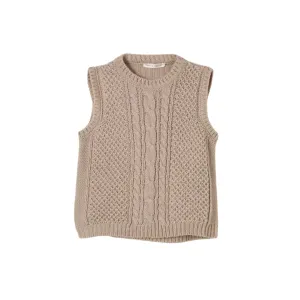 Beige Knitted Sweater Vest