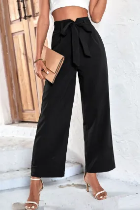 Belted High-Rise Wide Leg Pants