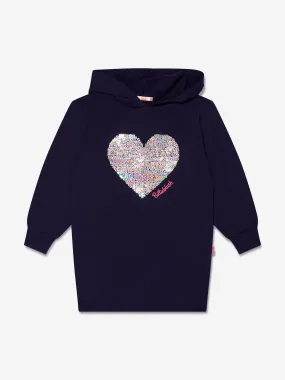 Billieblush Girls Sequin Heart Hooded Sweater Dress