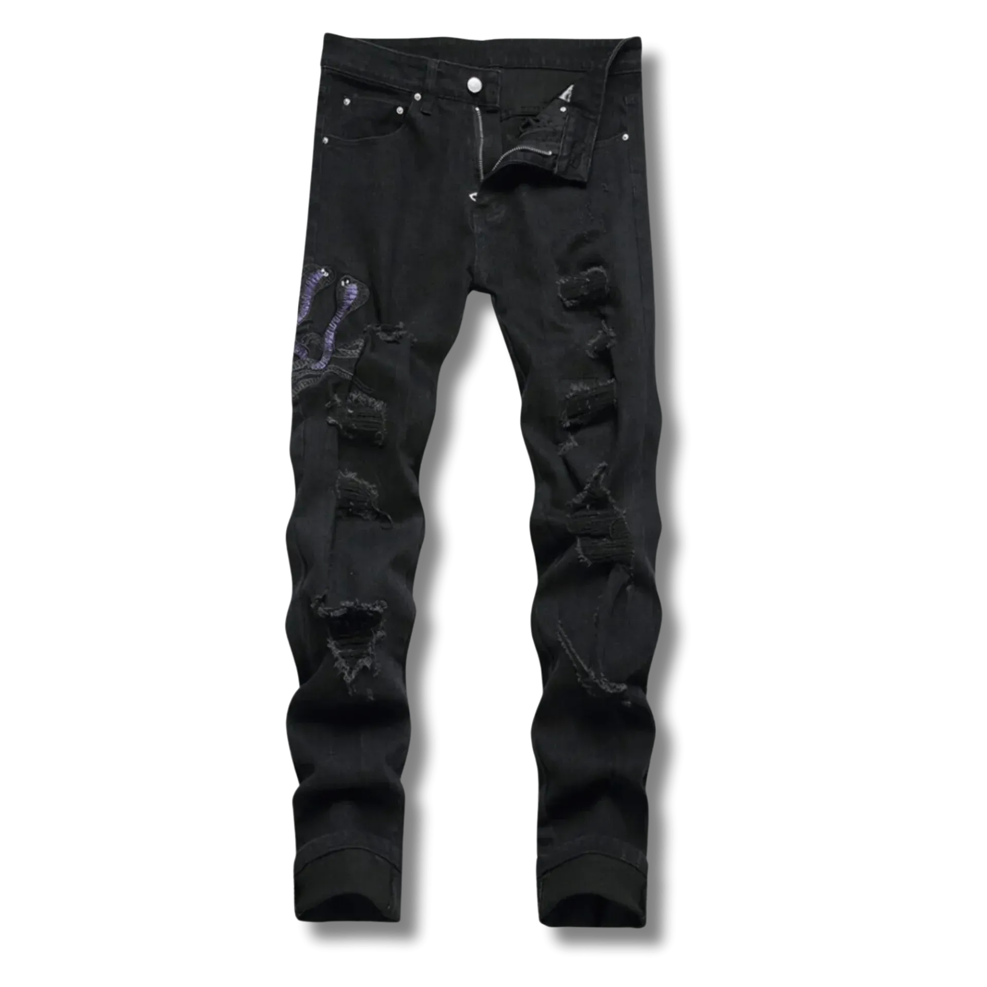 Black Python Jeans