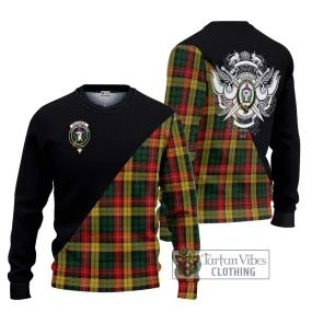 Buchanan Tartan Ugly Sweater with Family Crest and Military Logo Style