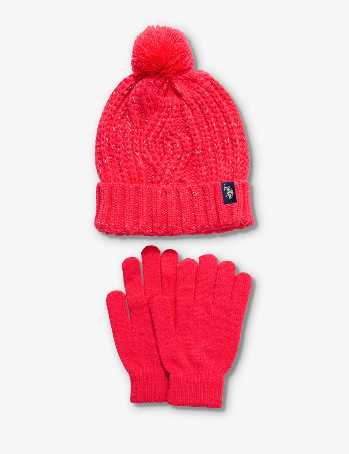 CABLE KNIT BEANIE AND GLOVE SET