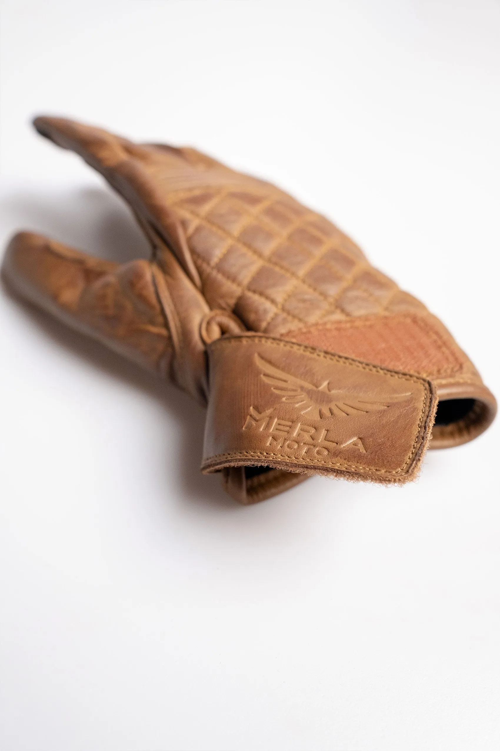 Cafe Quilted Leather Motorcycle Gloves - Toffee