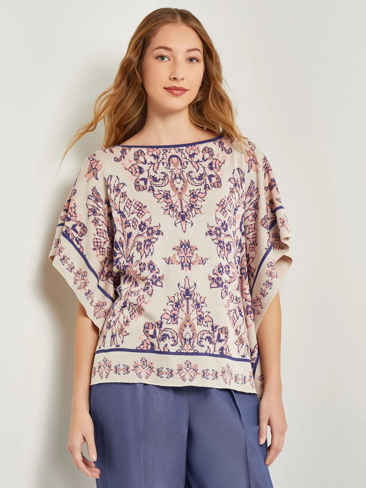 Cape Sleeve Tunic - Soft Jacquard Knit