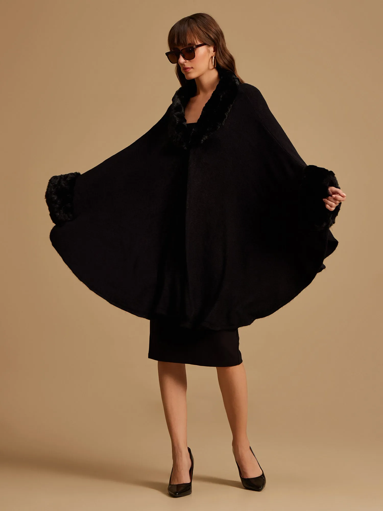 Cape With Fur Detail