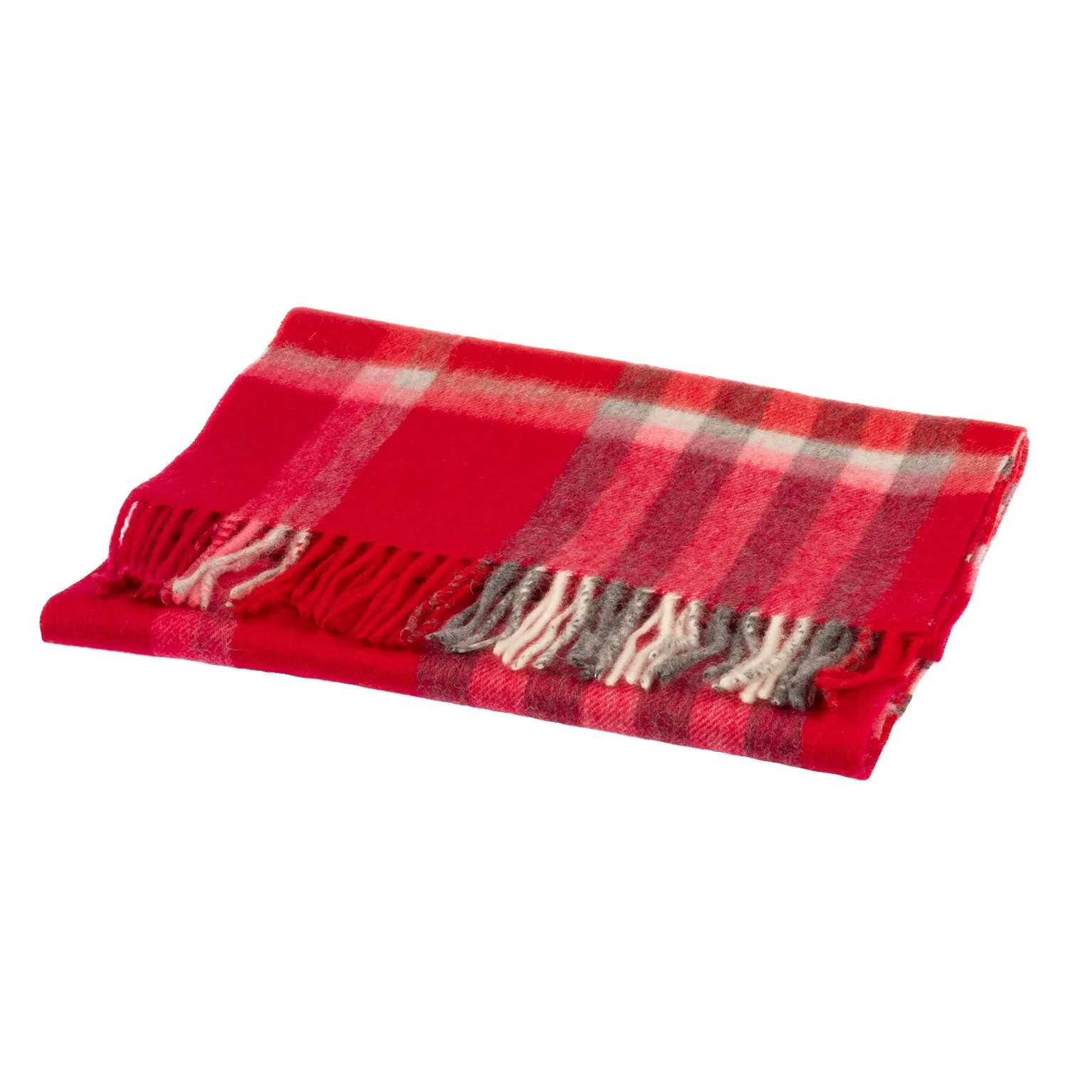 Chequer Tartan 90/10 Cashmere Scarf Bar  Red