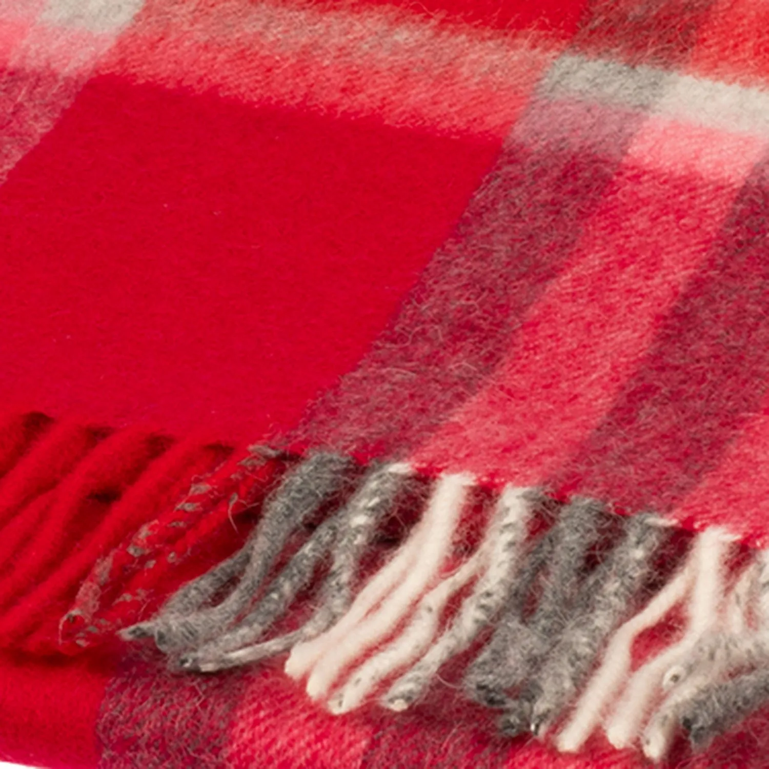 Chequer Tartan 90/10 Cashmere Scarf Bar  Red