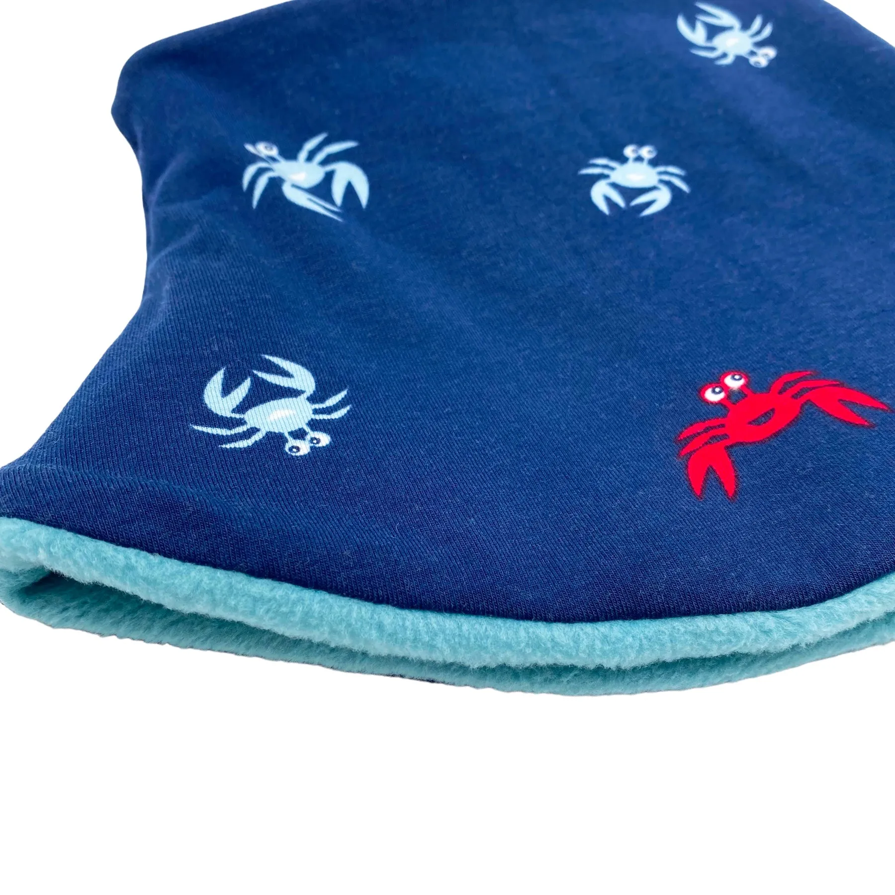 Child's Handmade Neck Warmer Crabs on Navy