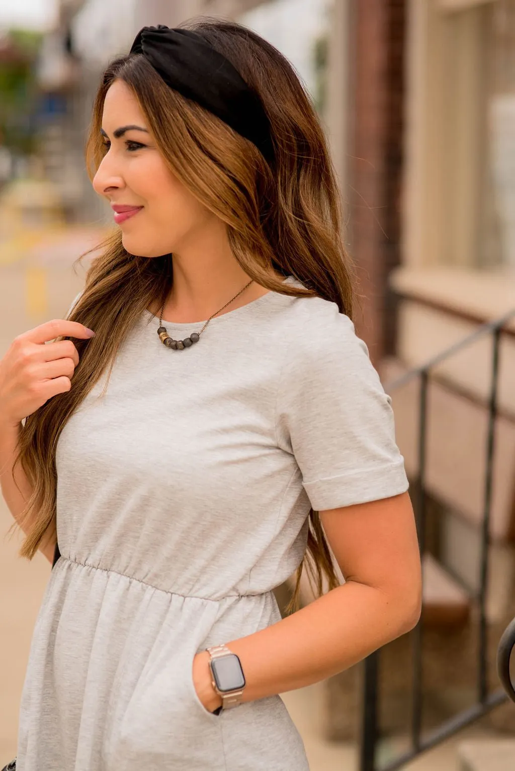 Cinched Waist Pocket Sweatshirt Dress