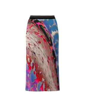 Colorful Print Pleated Skirt