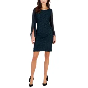 CONNECTED - Jacquard Cape Sleeve Dress