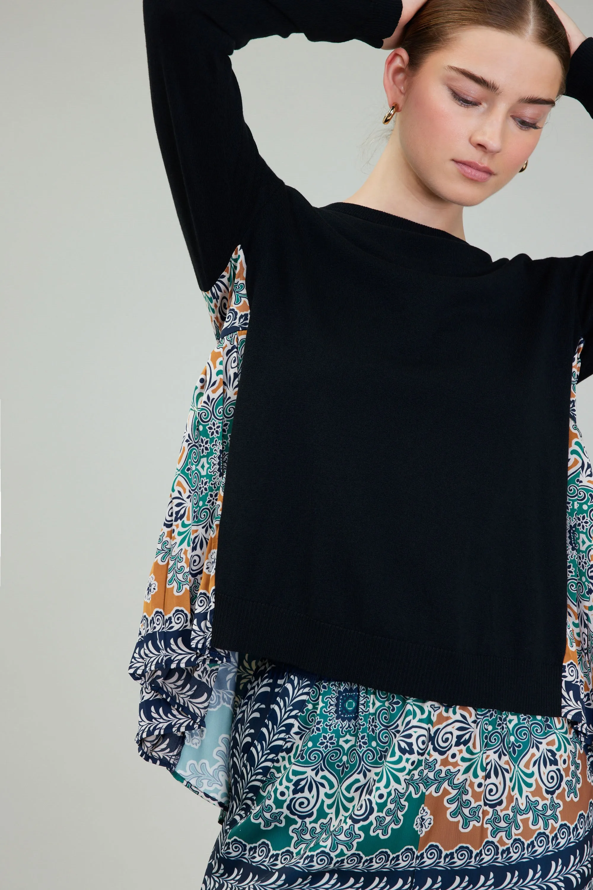 Contrast Panel Sweater Top