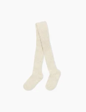 Cotton Rib Tights in Creme Melange