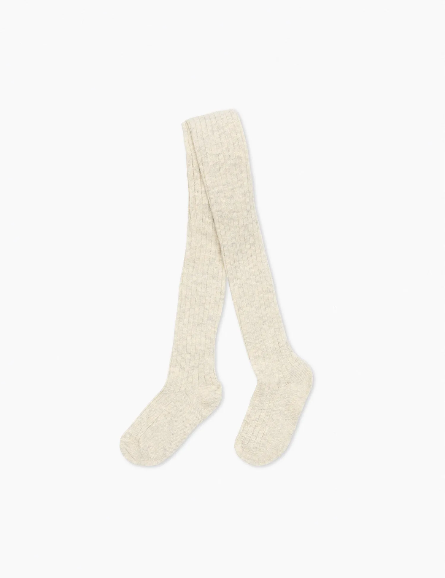 Cotton Rib Tights in Creme Melange