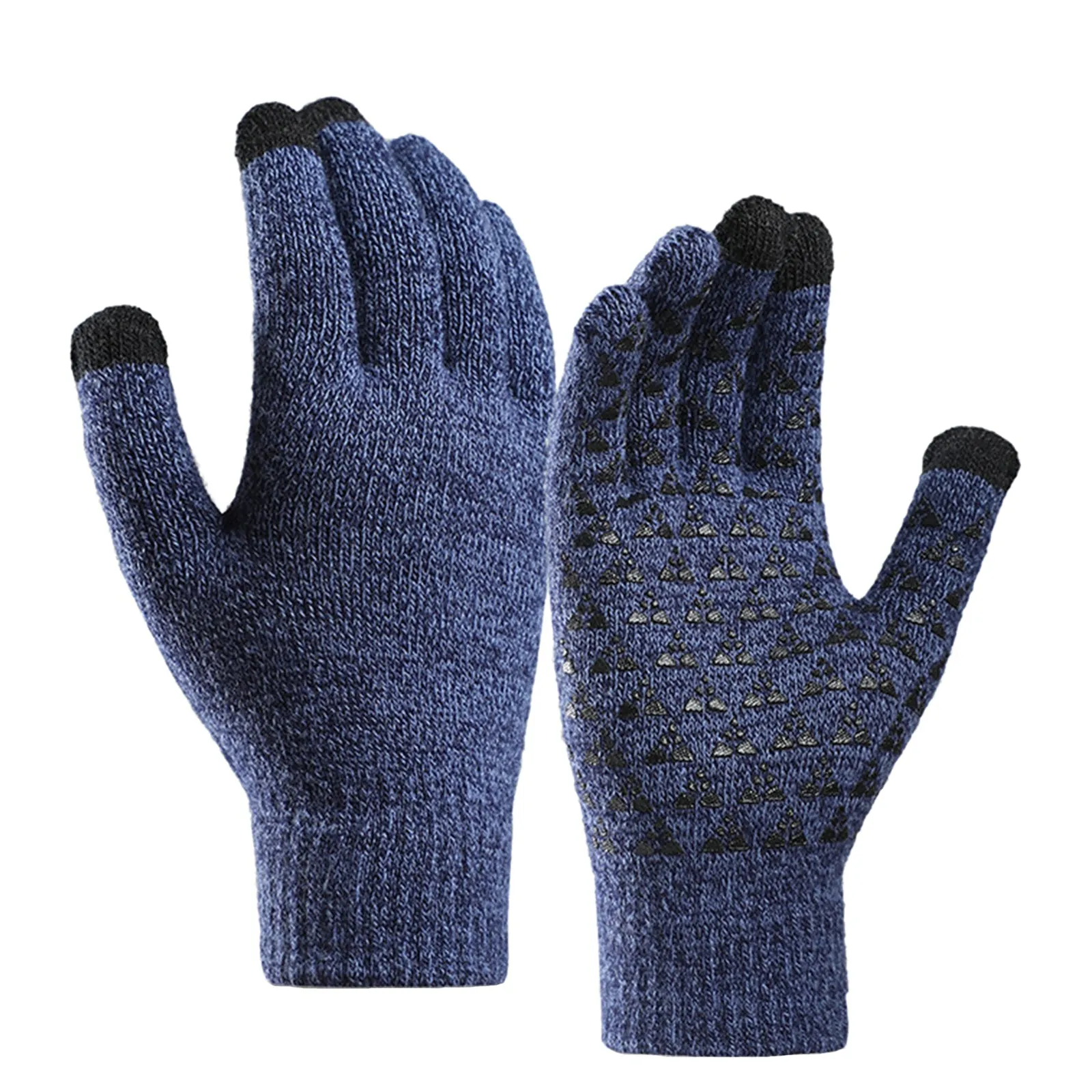 COUPLES FLEECE THICKENED COLD-PROOF TOUCH SCREEN NON-SLIP KNITTED GLOVES