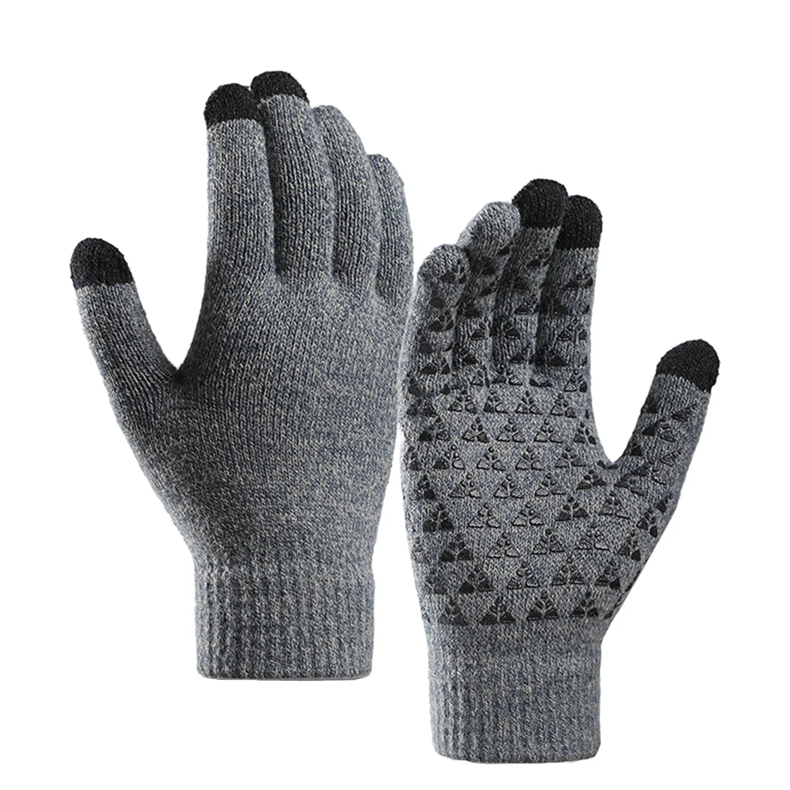 COUPLES FLEECE THICKENED COLD-PROOF TOUCH SCREEN NON-SLIP KNITTED GLOVES