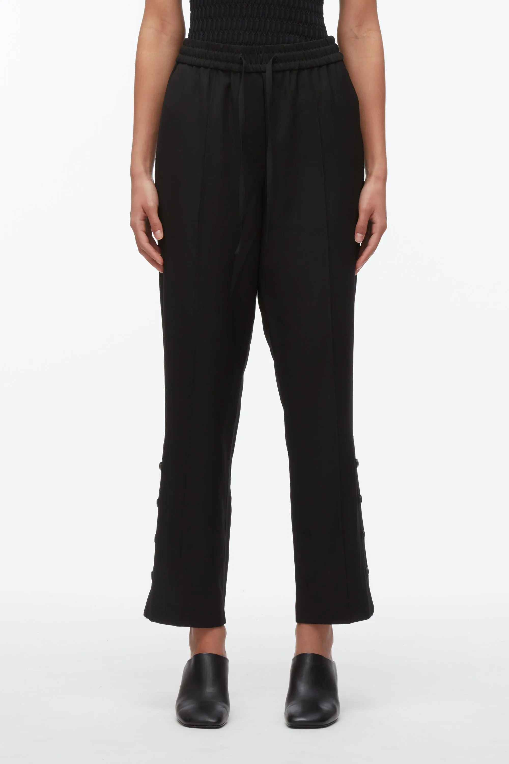 Cropped Elasticated Pants With Side Vent