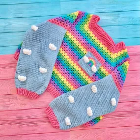 Cropped Pastel Rainbow Cloud Sweater / Jumper (Duck Egg Blue)