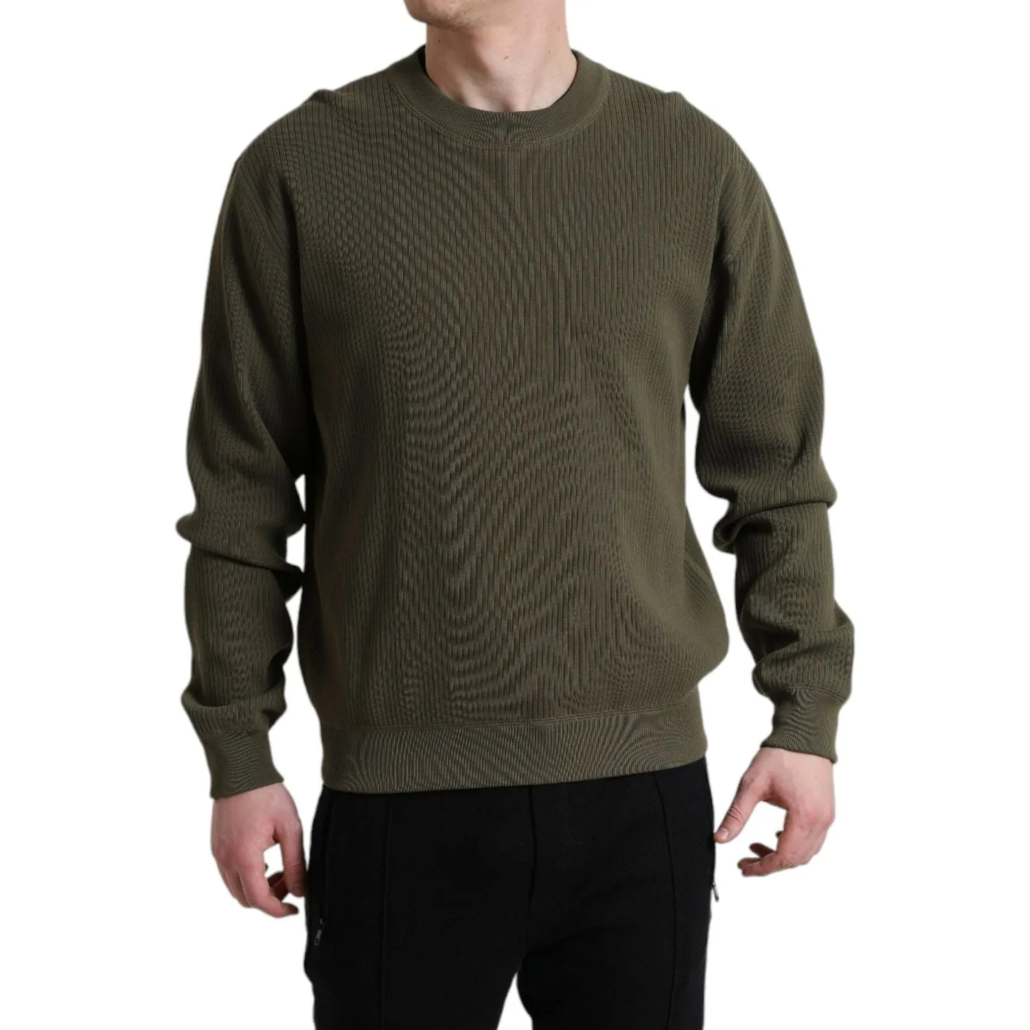 Dolce & Gabbana Elegant Green Crew Neck Cotton Sweater