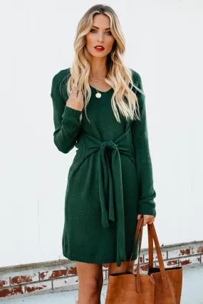 Don’t Let Me Go Tie Green Sweater Dress