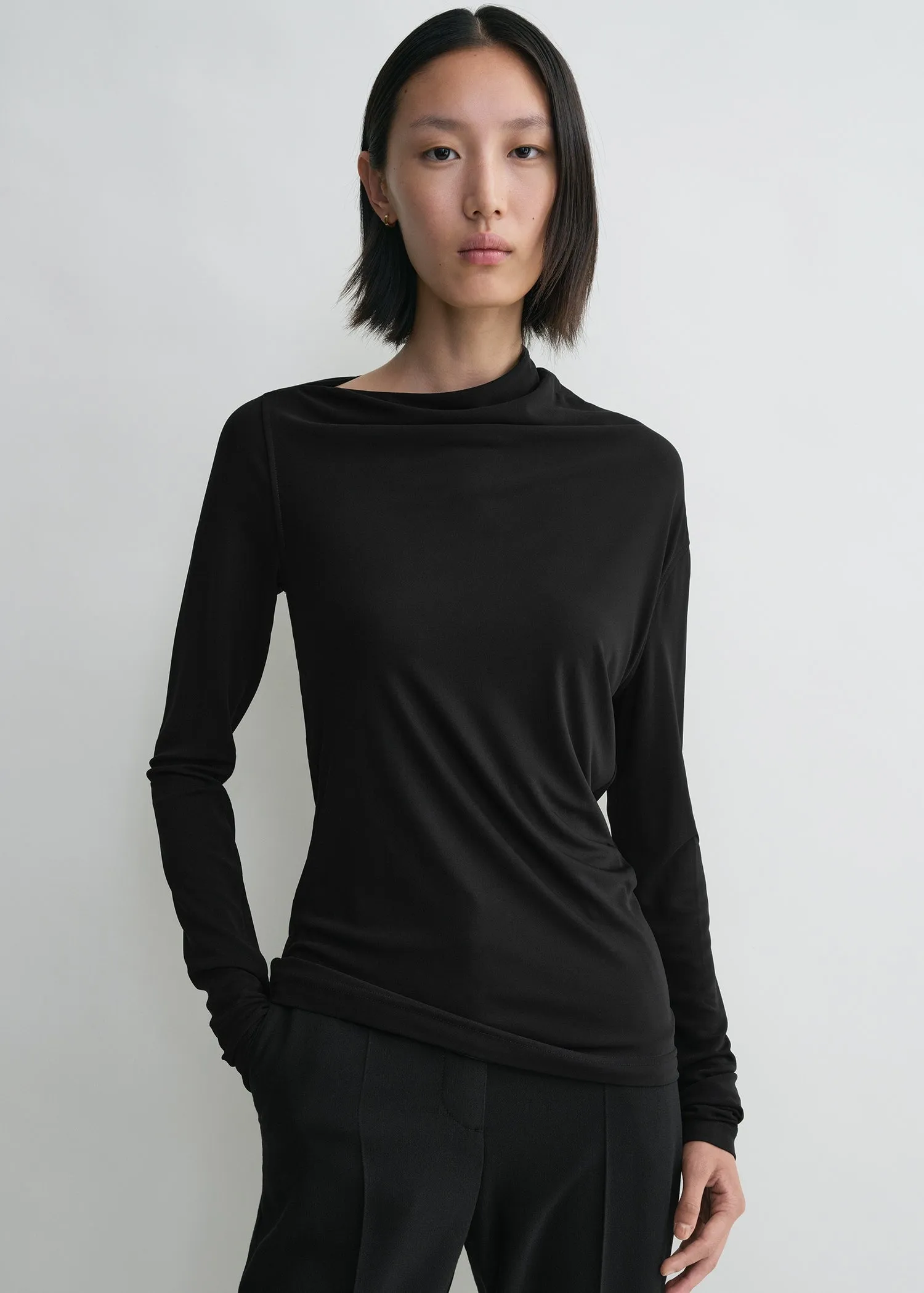 Draped jersey top black