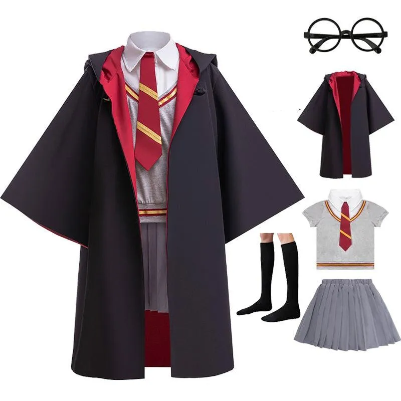 Elegant and classic school style dress for children fashionable Halloween cosplay girls' top skirt cape costume