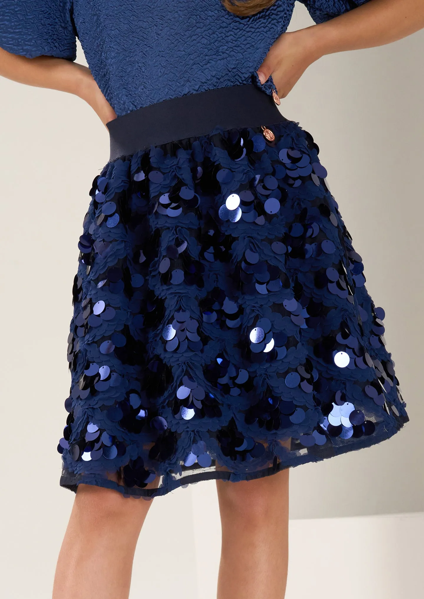 Ellie Navy Sequin Skirt