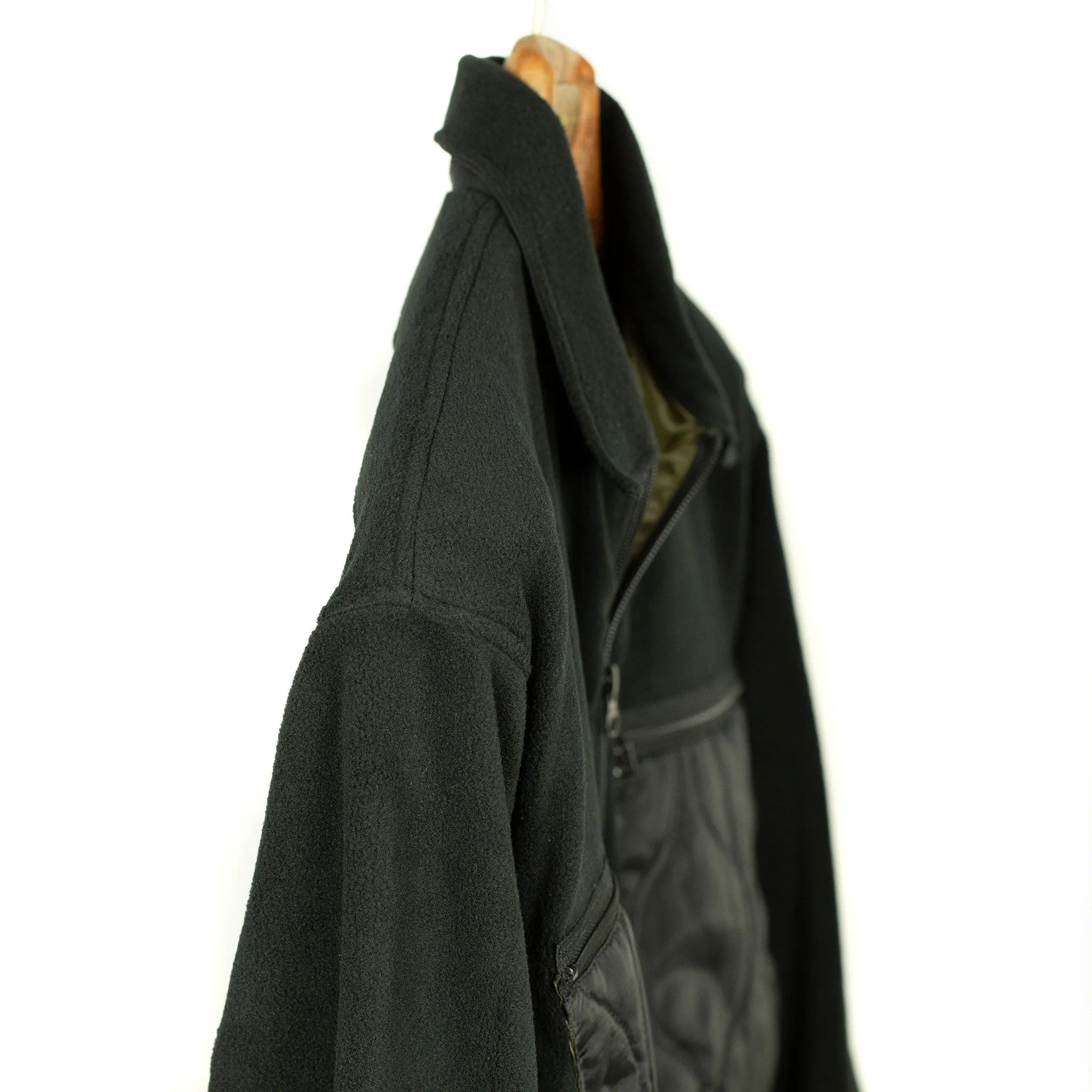 Fleece zip shirt jacket in black poly