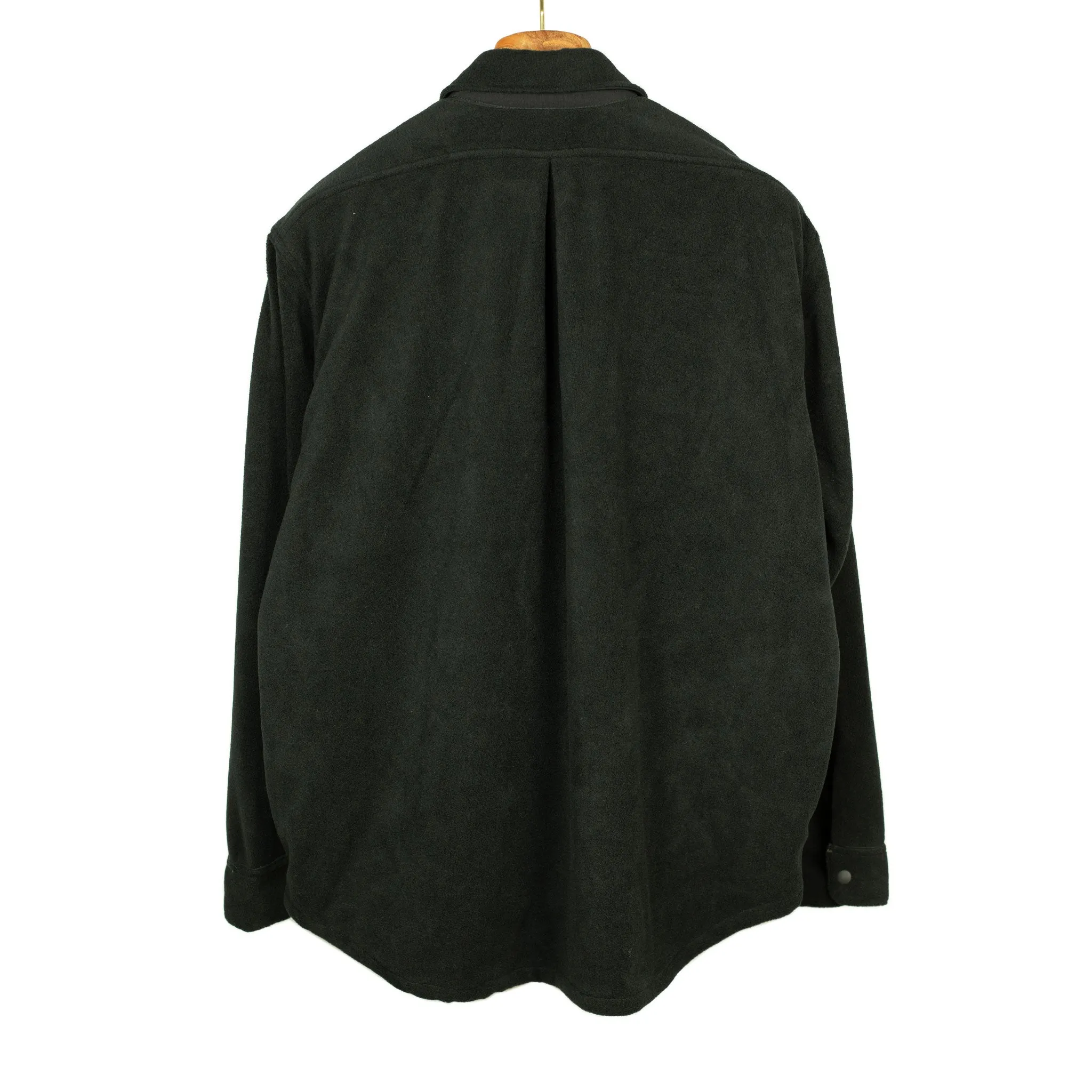 Fleece zip shirt jacket in black poly