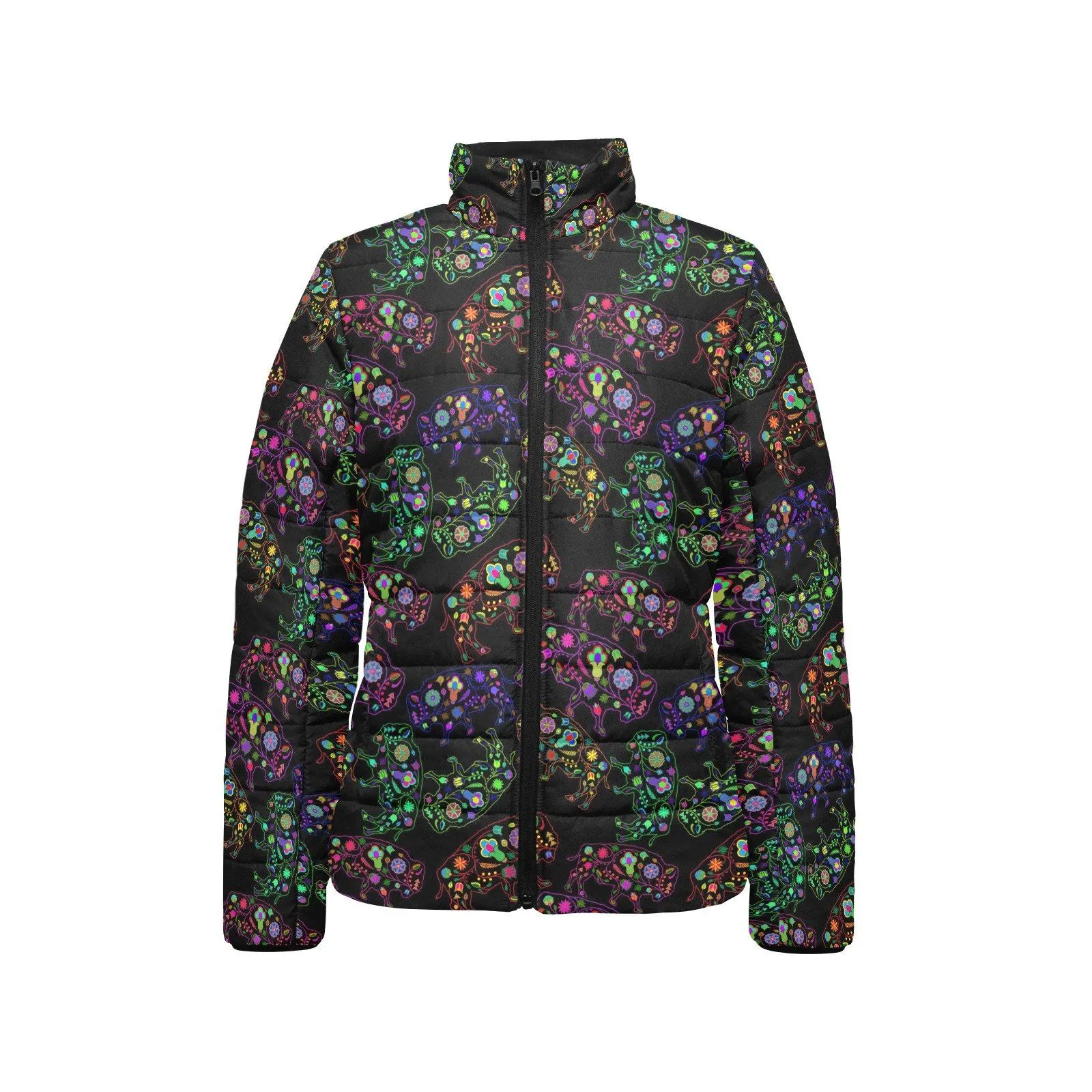 Floral Buffalo Women's Stand Collar Padded Jacket