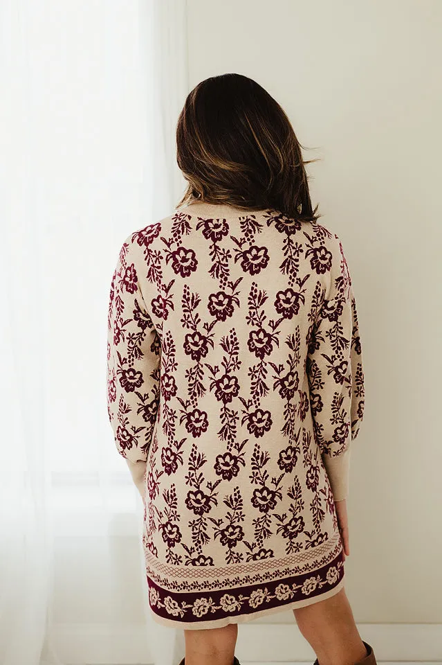 Floral Jacquard Sweater Dress